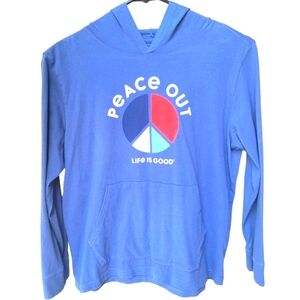 Life is Good Peace Out Pullover Hoodie  T-Shirt Size XL 12-14 Boys